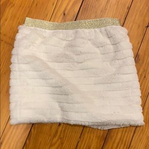 White fur skirt